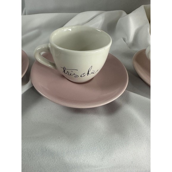 Ooh La La Espresso Cups And Saucers Set Of 4 ROSANNA French Style Retro Style - Picture 9 of 16